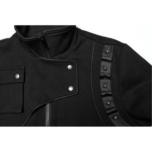 Men Black <b>Gothic</b> Cyberpunk Deconstruction Fit <b>Jacket</b> Buckle Decor Symmetrical Zippered Coat Streetwear 2026 - Product Image 4