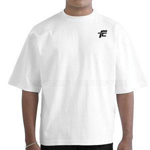T-shirt à manches courtes col rond blanc pour homme Fitness Concepts avec logo imprimé, coupe classique, jersey décontracté en coton - Product Image 1