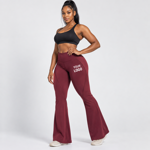 Ribbed Flare <b>Leggings</b> Ribbed <b>Texture</b> Yoga Trousers Daily Fitness Factory Direct Fitness Clothing Manufacturer Yoga Fitness Wear - Product Image 4