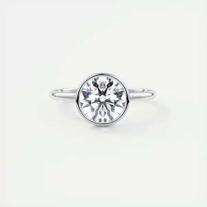 Anillo de compromiso solitario con bisel Art Deco y diamante redondo cultivado en laboratorio de 2.00 quilates en oro blanco antiguo de 14k. - Product Image 5