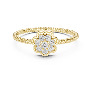 LUNA BLOSSOM VINTAGE RHODIUM PLATED LAB-GROWN BRILLIANT CUT DIAMOND <b>RING</b> <b>SET</b> 18KT SOLID YELLOW <b>GOLD</b> for WOMEN ENGAGEMENT PARTY - Product Image 1