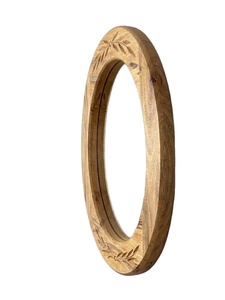 กระจกติดผนังรูปวงรีทำมือจากไม้ ดีไซน์ทันสมัย ตกแต่งสวยงาม เป็นมิตรกับสิ่งแวดล้อม กรอบไม้เนื้อแข็ง ขอบขัดเงา เหมาะสำหรับงานแต่งงาน ห้องนั่งเล่น ห้องนอน โรงแรม - Product Image 2