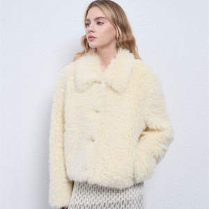 Sudadera con capucha personalizada de invierno, 500GSM, algodón grueso, cierre frontal corto, estampado serigrafiado, forro polar extragrande, capucha de piel sintética para mujer - Product Image 4