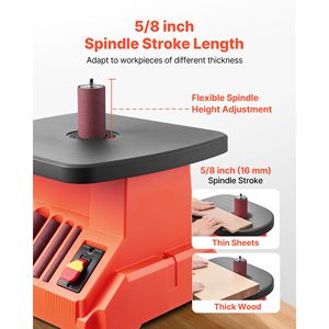 Levigatrice a mandrino oscillante da banco 2400 RPM per lavorazione del legno, con 6 mandrini (da 1/2 a 3 pollici), corsa da 5/8 di pollice, dimensioni 15,4 x 16,3 pollici - Product Image 4