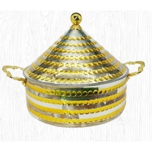 High quality gold premium steel Luxury food warmer Handmade food serving dish Indian casserole with lid - Product Image 1