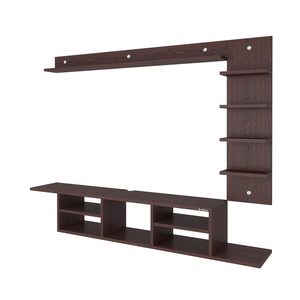 Mueble de TV de madera de ingeniería con luz LED, mueble de TV de pared, mueble de TV montado en la pared para sala de estar, estante de exhibición, soporte para decodificador - Wenge - Product Image 2