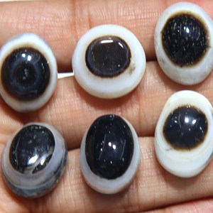 พลอยอาเกตสุลเลมานีสีดำทรงรีแบบเรียบสำหรับทำเครื่องประดับ - Product Image 1