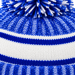Phi Beta Sigma Royal Blue <b>White</b> GOMAB Knit <b>Pom</b> Beanie Hat Embroidered Greek Letters Warm Winter Cuffed Cap Fraternity Headwear - Product Image 6