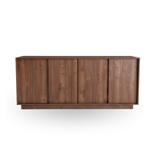 Buffet en bois de teck avec porte coulissante, commode de rangement en bois massif, meuble moderne fait main autoportant pour chambre et salon - Product Image 1