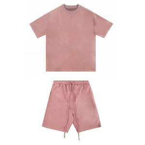 <b>Men's</b> Breathable Knitted Streetwear Sporty <b>Jacket</b> and Shorts Set Quick Dry Solid Cotton 220g <b>Summer</b> Outfit - Product Image 4
