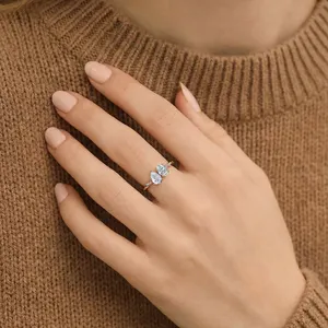 Anillo de Diamantes Ovalados y en Forma de Pera con Banda Trenzada, Anillo de Compromiso Clásico Especial para Mujer, Claridad VVS-VS, Certificado SGL - Product Image 6