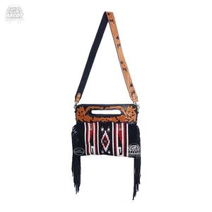 Vintage Western cowboy style <b>Crossbody</b> Sling <b>Bag</b> in genuine leather Woolen Dari sling <b>bag</b> Travel Casual <b>Bag</b> - Product Image 2