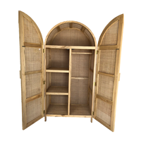 Armoire autoportante en rotin naturel, design scandinave écologique, portes battantes style Shaker, double porte en bois, grande taille