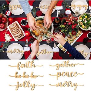 Set di 12 Decorazioni Natalizie Rustiche in Legno con Scritte 'Joyful', 'Merry', 'Thankful', 'Grateful', 'Blessed', 'Peace' per Tavola e Feste - Product Image 2