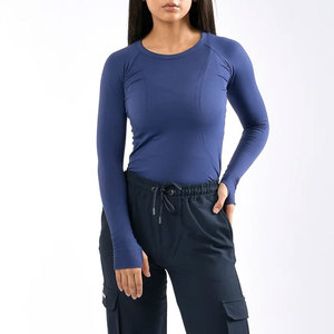 Vêtements de yoga d'été, 180 g/m², légers, pour femmes, séchage rapide, chemise de sport à manches longues, haute qualité, vente en gros, vêtements de fitness, trou pour le bras - Product Image 1