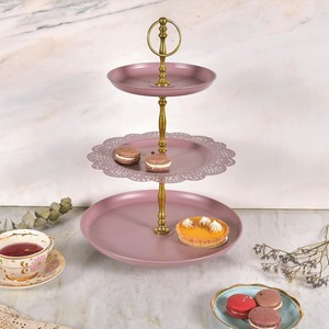 Nordic Style <b>Tiered</b> Serving Stand Sleek Stainless Steel Display Tray for Modern Dining and Parties Use - Product Image 5