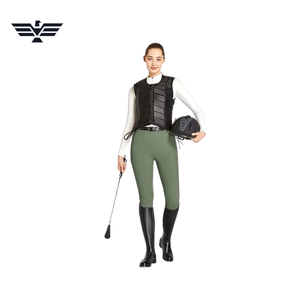 Pantalon d'équitation pour femme, taille haute, longueur intégrale, beige, en spandex et polyester, avec fermeture éclair et poches, respirant, vêtements d'équitation - Product Image 2