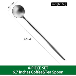 Set di 4 Cucchiaini da Caffè e Tè Freddo in Acciaio Inox 18/10 con Manico Lungo 6,7 Pollici, Cucchiaini Durevoli per Uso con Caffè e Tè - Product Image 2