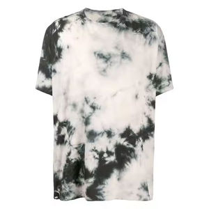 <b>Mens</b> <b>Black</b> White <b>Tie</b> Dye Crew Neck Oversized T-Shirt Short Sleeve Loose Fit Basic Top Custom Logo OEM ODM Wholesale Apparel - Product Image 1