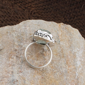 Anillo de Plata de Ley 925 Hecho a Mano con Aguamarina Punteada, Diseño Vintage Granulado, Anillo de Piedra Preciosa Natural, Joyería de Plata al por Mayor - Product Image 6