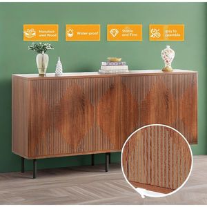 Aparador Clásico Vintage de Nogal de 59 Pulgadas, Mueble de Almacenamiento Independiente de Madera, Set de Aparador Clásico Vintage de Nogal de 59 Pulgadas - Product Image 3