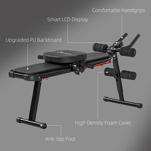 <b>Foldable</b> Home Gym System <b>Workout</b> <b>Bench</b> and Abdominal Cruncher with Resistance Bands for Ab Exercises - Product Image 6