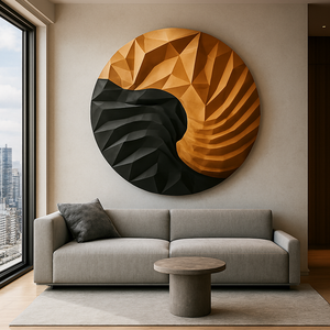 Luxali P01 Sculpture murale ronde en bois biologique faite à la main Art déco Thème artistique Intérieurs Anniversaires Cadeau pour la maison - Product Image 2