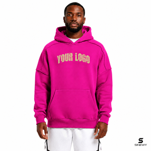 <b>Men's</b> Regular Fit <b>Pink</b> Hooded <b>Sweatshirt</b> Cartoon Print 100% Cotton Fleece Breathable Quick Dry Lined Design Front Kangaroo - Product Image 1
