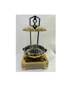 Service de plats de présentation en acier inoxydable doré au design classique pour hôtels, restaurants et usage domestique, compatible congélateur, garde les aliments au chaud - Product Image 1