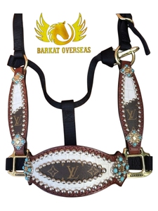 Harnais en cuir de designer réglable, durable, imperméable, style western, équipement équestre personnalisé avec boucle en laiton, prêt à être expédié - Product Image 5