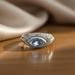 Blue <b>Quartz</b> Moissanite <b>Ring</b> (5.8 Grams) - Product Image 3