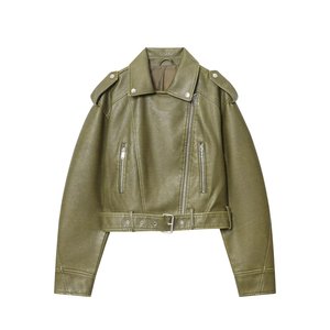 Veste rétro personnalisée pour femme, hiver 2026, en cuir véritable, avec ceinture, doublure en fausse fourrure écologique et respirante, manches longues - Product Image 2