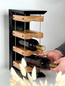 Wooden Wall Mounted <b>Rack</b> Stylish Organizer Suitable For Wine Bottles <b>Drinks</b> Guest Entertaining And Party Display From India - Product Image 2