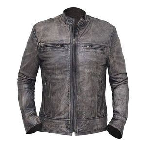 Chaqueta de Cuero Vintage Estilo Biker para Hombre, Personalizada, de Primera Calidad, al por Mayor, Chaqueta de Cuero Desgastada Estilo Cafe Racer OEM - Product Image 1