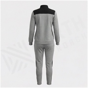 <b>Women</b> Grey Black Color Blocking Tracksuit Full <b>Zip</b> Jacket With Side Pockets And Matching Pants Casual Autumn Wear - Product Image 2