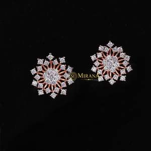 Glory Star 18K Gold Plated Zircon Stud Earrings for Women Party Gift - Product Image 1