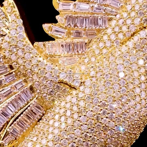 RB GEMS - Colgante Personalizado de Plata de Ley 925 con Diamantes de Imitación VVS, Diseño de Ala de Pájaro, Estilo Hip-Hop, Oro Rosa, Joyería Masculina para Fiestas - Product Image 2