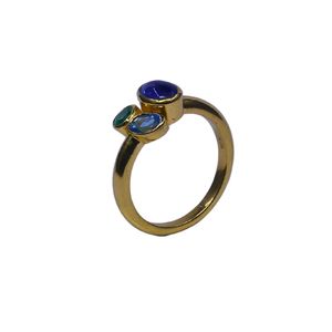 Wedding Wear 925 Sterling <b>Silver</b> Gold Plated Jewelry Blue Topaz <b>Emerald</b> Kyanite Gemstone Women Wear <b>Ring</b> - Product Image 1