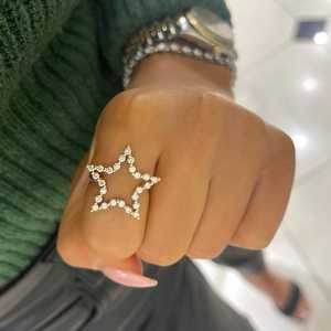 Anillo Flotante Estrella Celestial con Diamante Cultivado en Laboratorio de Corte Redondo, Oro de 10k, 14k, 18k, Elegante Anillo de Cóctel Apilable, Precio de Fábrica al por Mayor - Product Image 6