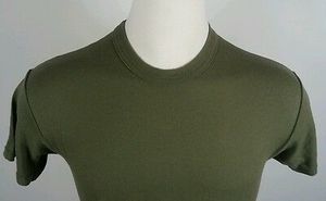 Camiseta de Manga Corta para Hombre, Cuello Redondo, Color Verde Oliva, Corte Regular, Color Sólido, Informal, Tejido de Punto, Algodón - Product Image 3