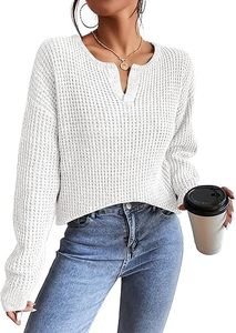 Pulls décontractés pour femmes à épaules tombantes, manches longues, col en V – Tendances mode automne 2026 - Product Image 3