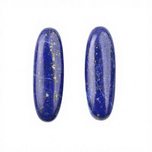 ลาพิส ลาซูลี คุณภาพสูง ขนาด 10x30 มม. สีน้ำเงินธรรมชาติ รูปทรงวงรีแบนยาว แบบคาโบชอง สำหรับทำเครื่องประดับ ขายส่ง - Product Image 1