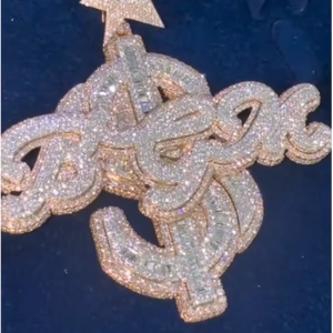 Elegante Colgante de Moissanita Personalizado, Plata 925 con Acabado en Oro Rosa, Estilo Hip Hop Único, Lujoso, Certificado GRA - Product Image 1