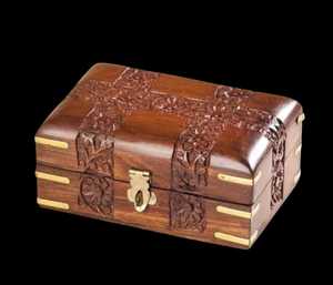Handmade Wooden Jewelry <b>Box</b> Carved <b>Trinket</b> Organizer Lockable Storage Case for Home Travel - Product Image 4