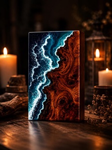 Ocean Wave Resin Wood Handmade Coastal Keepsake Cremation Urn Eco-Friendly Durable - Product Image 3