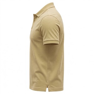 <b>Men's</b> <b>Khaki</b> Short Sleeve Pique Polo <b>Shirt</b> Solid Color Casual Breathable Knitted Regular Fit - Product Image 4
