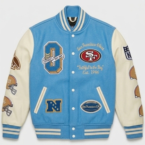Unisex Letterman Style Canvas <b>Jacket</b> Stand Collar <b>Winter</b> Casual Baseball Outerwear <b>Waterproof</b> Windproof Eco-Friendly Breathable - Product Image 2