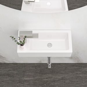 Lavabo da Bagno Rettangolare in Ceramica Bianca da 14,57x7,28 Pollici con Foro Singolo per Rubinetto - Product Image 2