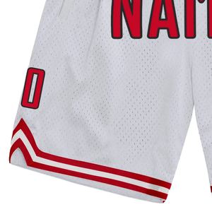 <b>Men</b> White <b>Red</b> Sublimated Mesh Basketball <b>Shorts</b> Digital Print Polyester Sports <b>Shorts</b> Performance Team Training Clothing - Product Image 5
