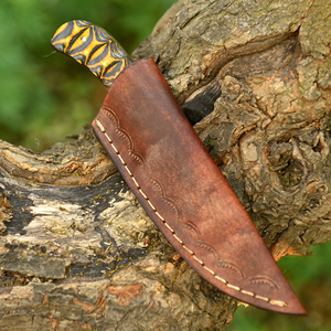 Nordic Forge EDC มีดล่าสัตว์ทำด้วยมือด้ามไม้12c27ไม้ pakka ปลอกหนัง ODM - Product Image 5